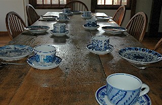250 Year Old Chestnut Dining Table Set for Breakfast